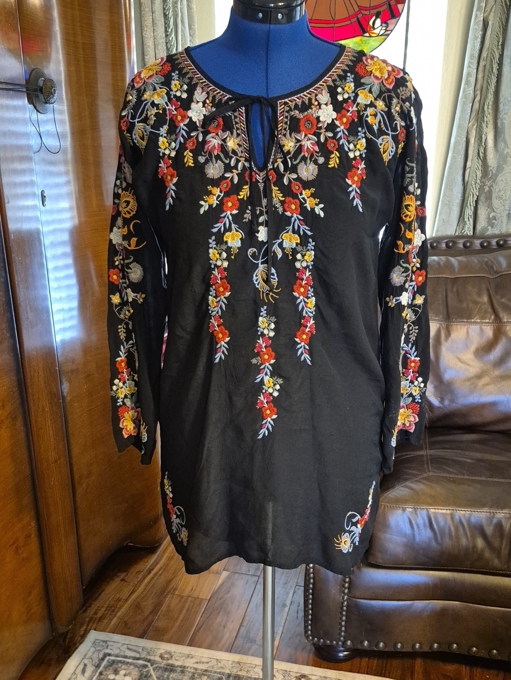 Johnny Was Tunic/ Bathing Suit Cover. Lightweight Full Embroidered. (#3006D)sz.S